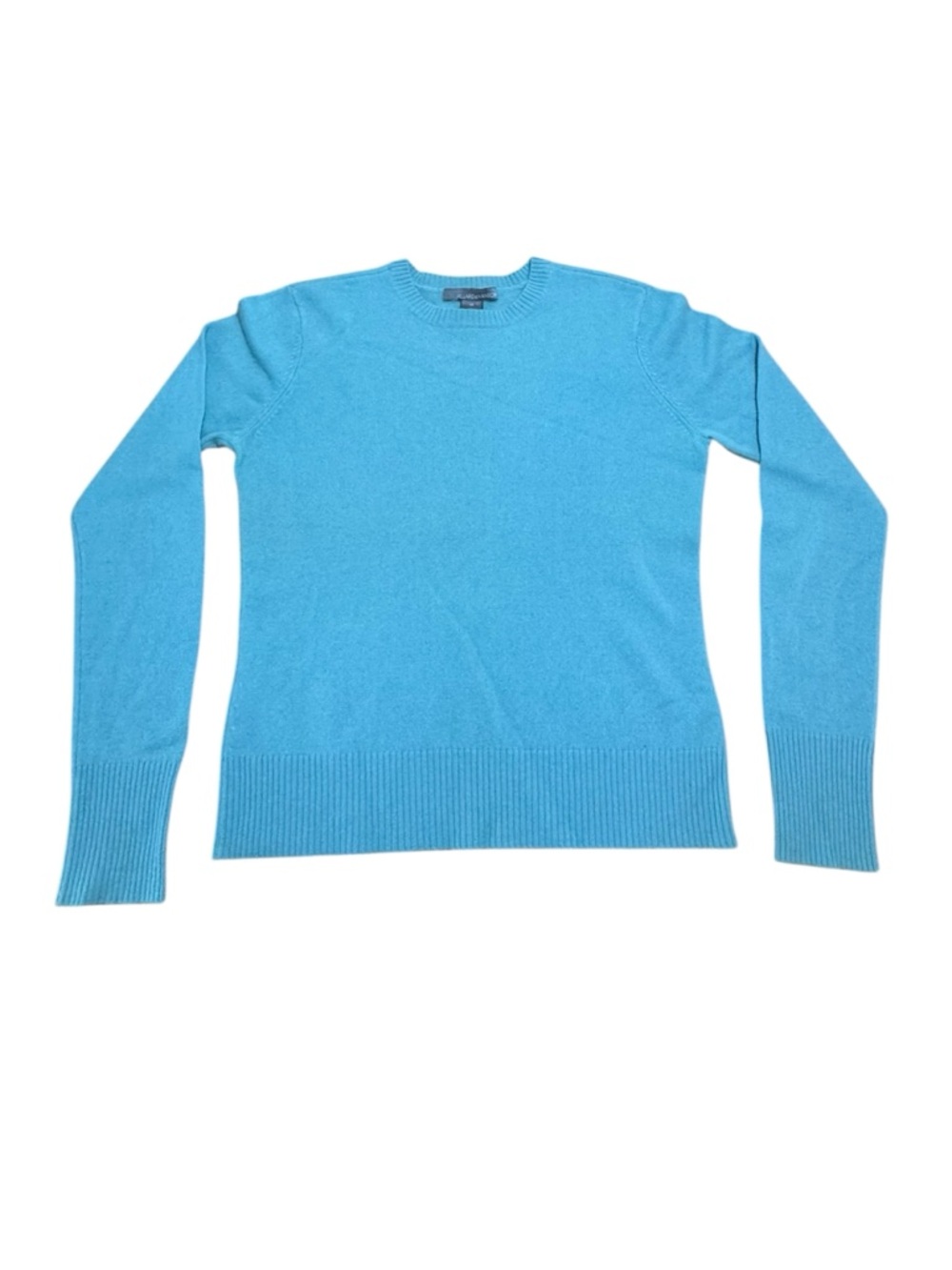 Hillard & Hanson Bright Blue Turquoise Soft Knit 100% Cashmere Crewneck Sweater
